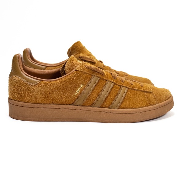 Adidas Campus Sneakers Mens 10.5 Amber Yellow Suede Low Top 3 Stripes Shoes - Picture 8 of 13